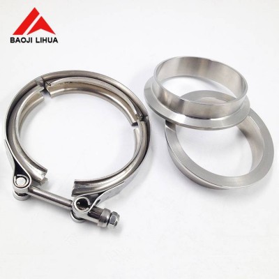 3.0inch titanium v band clamp Flange set with two titanium gr2 flange and one pcs ss 304 pipe clamp